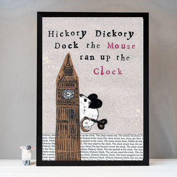 Hickory Dickory Dock Nursery Art Print, 2 of 6