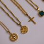 Gold Dragon Tiger Ying Yang Steel Pendant Necklace, thumbnail 2 of 12