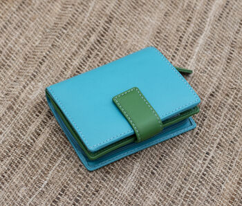 Personalised Mutlicolour Turquoise Small Leather Purse, 4 of 10