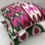 Square Ikat Silk Cushion Watermelon Weave, thumbnail 3 of 8