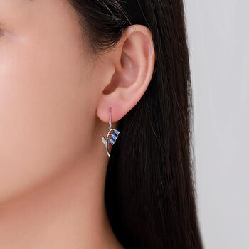 Sterling Silver Bluebell Flower Drop Dangle Earrings With Enamel, 6 of 11