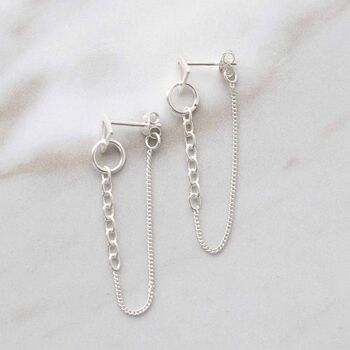 Sterling Silver Unity Chain Stud Earrings, 5 of 6