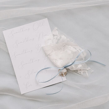 Personalised Tie Style One Size Lace Wedding Garter, 6 of 12