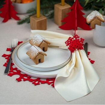 Snowflake Felt Napkin Rings Set Of Six, 2 of 7