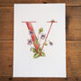 V Is For Violets Flower Letter Print, Personalised, thumbnail 3 of 5