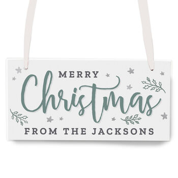 Personalised Merry Christmas White Wooden Sign, 2 of 3