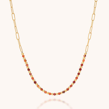 Gem Shine Carnelian Necklace With Paperclip Chain, 5 of 7