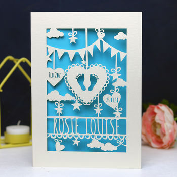 Personalised Papercut Baby Card, 7 of 9
