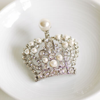 Vintage Style Pearl Crown Brooch, 4 of 11