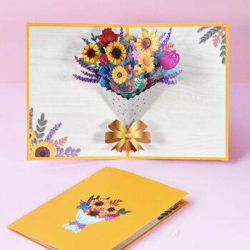 Mixed Flower Bouquet Pop Up Greetings Card, 2 of 4