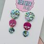 Triple Skull Glitter Earrings / Gothic Jewellery / Biker Style Jewellery / Gift For Goths, thumbnail 3 of 4