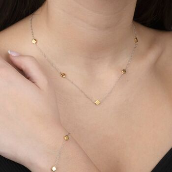 Two Tone Gold Disc Charm Necklace, 2 of 2