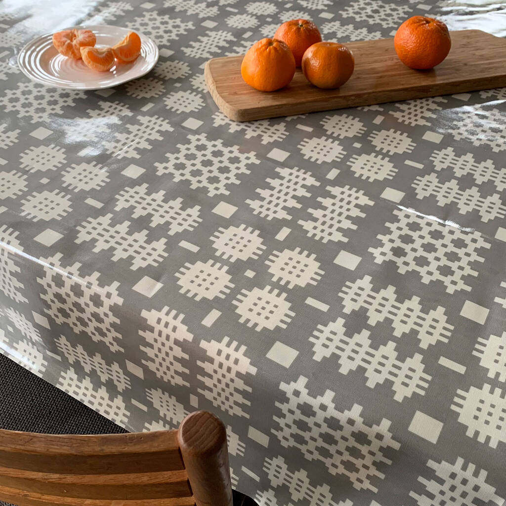 Welsh Blanket Print Oilcloth Tablecloth, 1 of 12