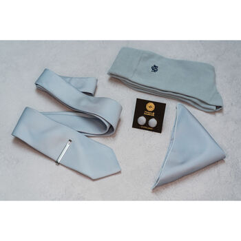Dusty Blue Tie Set And Socks Wedding Groomsmen Gift, 5 of 7