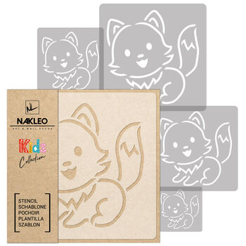 Reusable Plastic Stencils Five Pcs Fox With Brushes, 2 of 5
