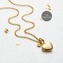 Personalised Small Heart Diamond Locket Necklace Gold Plated – Christening, Birthday Or Flower Girl Gift, thumbnail 1 of 6