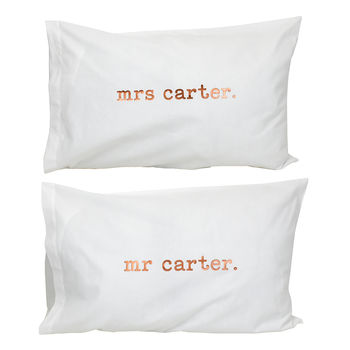 Mr And Mrs Personalised Pillow Case Set, 10 of 10