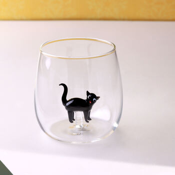 G Decor Handmade Curious And Playful Cats Glass Tumbler, 4 of 5
