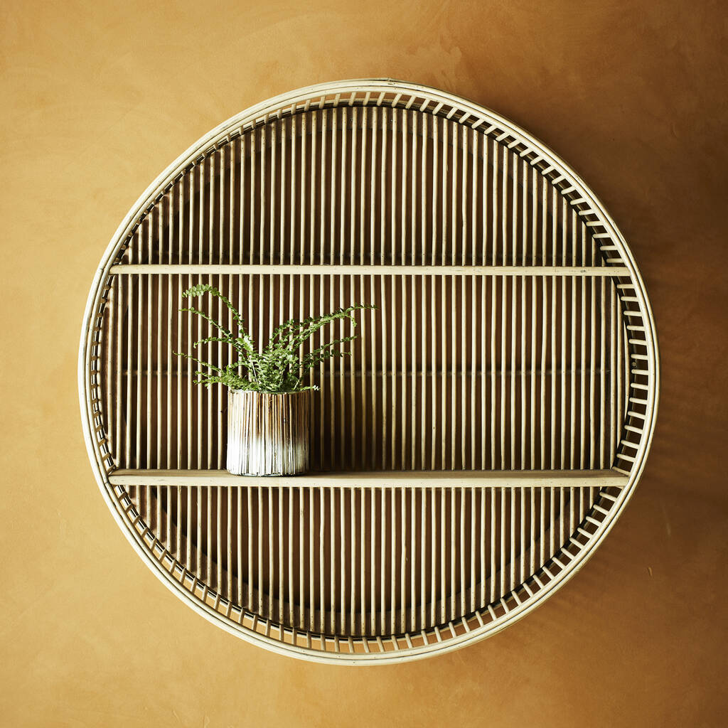 Large Round Rattan Bamboo Wall Shelf, 1 of 6