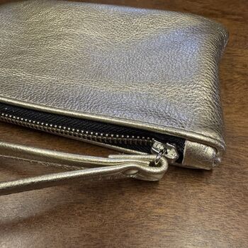 Moreton Leather Pouch With Wristlet, 4 of 6