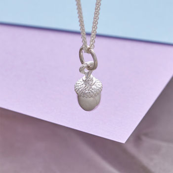 Acorn Solid Silver Charm Necklace Or Bracelet, 2 of 6