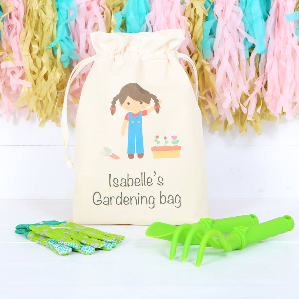 Childen's Garden Plastic Tool Set, Personalised Bag, 1 of 4
