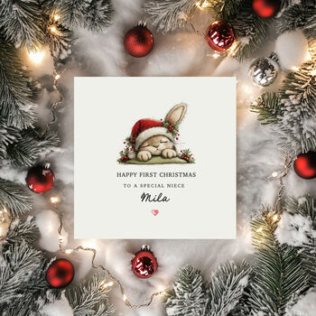 Happy First Christmas Card, Bunny Design, 3 of 3