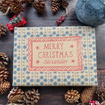 Christmas Personalised Name Paper Fibre Manilla Kraft Wrapping Paper, 5 of 5