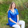 Blue Luxury Silk Embroidered Hand Dyed Tunic, thumbnail 2 of 5