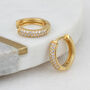 18ct Gold Plated Or Silver Crystal Pave Hoop Earrings, thumbnail 3 of 9