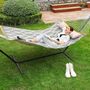 Quilted Fabric Hammock With Bamboo Spreaders And Pillow, thumbnail 1 of 8