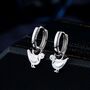 Sterling Silver Chicken Dangle Huggie Hoops, thumbnail 1 of 10