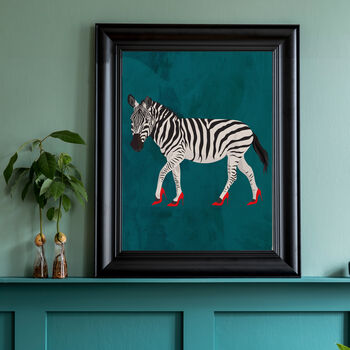 Custom Zebra Wearing Heels Personalised Art Print, 2 of 6
