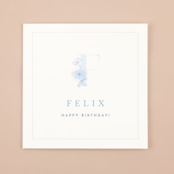 Personalised Handmade 'Blue Initial' Birthday Card, 3 of 3