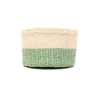 Wilaya: Green Colour Block Woven Basket, 7 of 10
