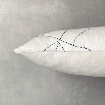 Phoebe Hand Embroidered Linen Cushion Ivory And Black, 3 of 8