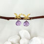 Gold Leaf And Amethyst/ Green Amethyst Earrings, thumbnail 2 of 9