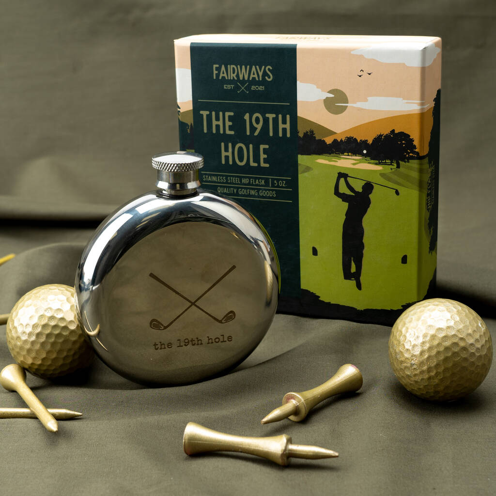 Golfing Stainless Steel Hip Flask | Gift Boxed, 1 of 5