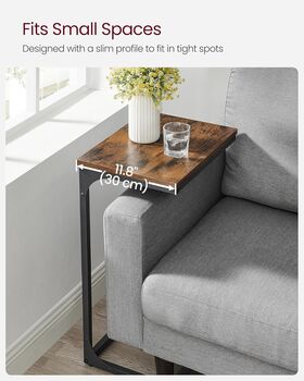 C Shaped Sofa Side Table Bedside Table With Metal Frame, 7 of 9