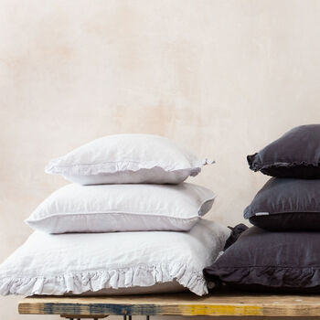 Oli Ruffle Linen Cushion Silver Grey, 8 of 8