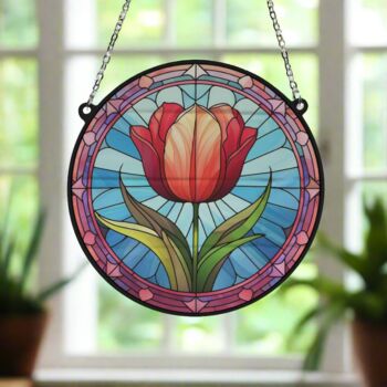 Tulip Stained Glass Effect Suncatcher, 4 of 6