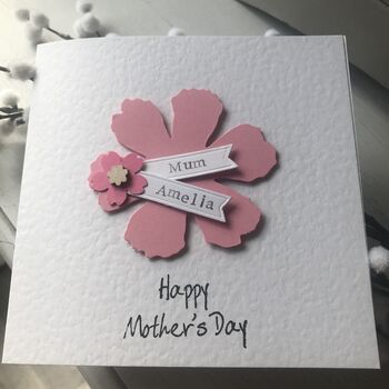 Personalised Mothers Day Pink Flower Card, 9 of 9
