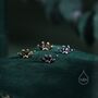 Sterling Silver Black Cz Lotus Flower Screw Back Earrings, thumbnail 3 of 12