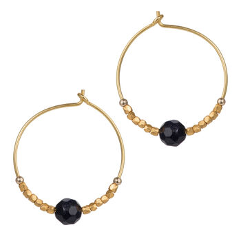 Midnight Blue Gold Stone Fair Trade Hoop Earrings 25mm, 6 of 6