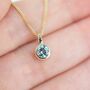 Aquamarine March Birthstone Gold Solitaire Pendant, thumbnail 2 of 6