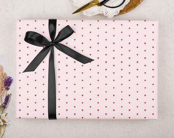 Three Sheets Of Ditsy Heart Wrapping Paper, 2 of 2