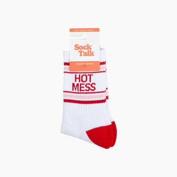 Hot Mess Organic Cotton Sports Socks In White, 4 of 4