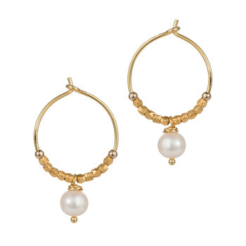 Freshwater Pearl And Fair Trade Nugget Hoops, 7 of 9
