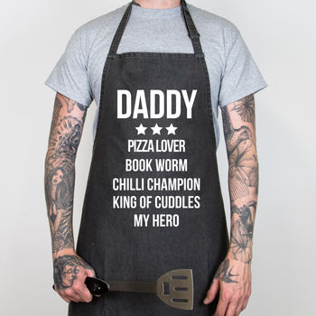 Personalised Father's Day List Denim Apron, 3 of 5