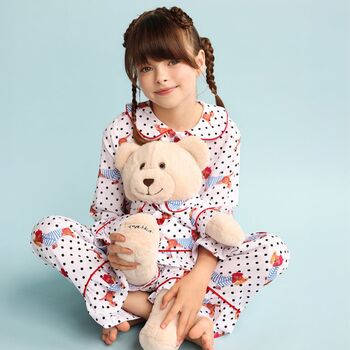 Chiara Girls Pyjama Set With Matching Teddy Bear, 4 of 8